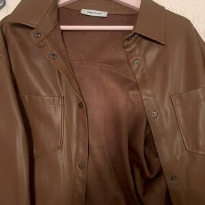 Brown leather jacket in size small